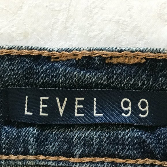 Level 99 Piper Jeans Women Size 27 Blue Denim Distressed Mid Rise Dark Wash - Picture 3 of 11